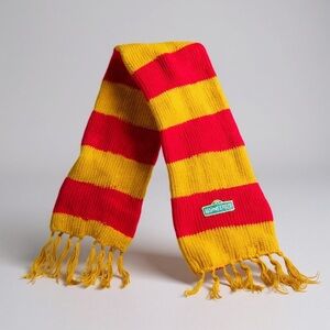 VTG Sesame Street Knit Scarf Orlon Acrylic CTW Logo Red Yellow Elmo Big Bird O/S